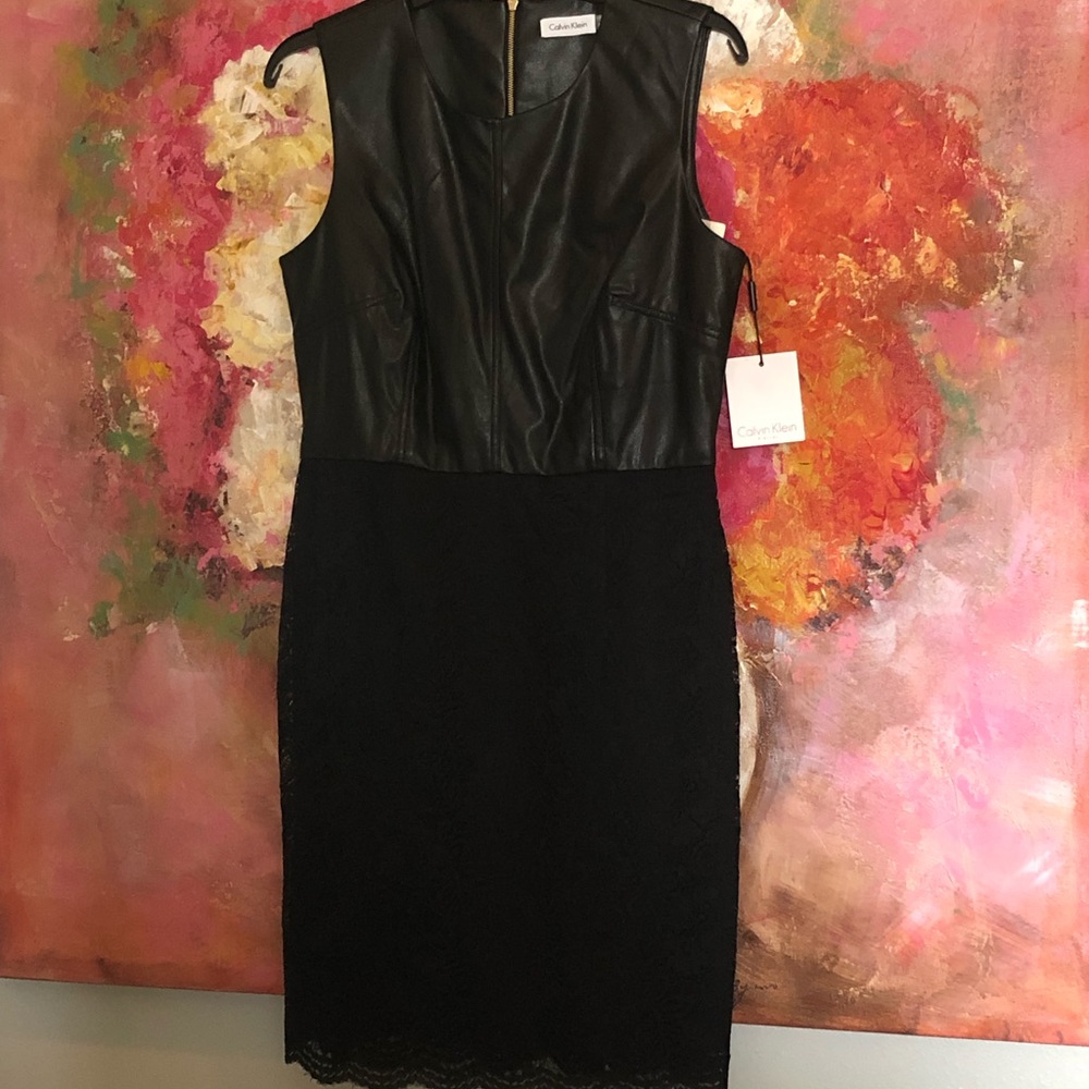 Calvin Klein lace/faux leather dress